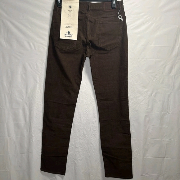 Marine Layer Slim Straight  Corduroy Pants in Dark Brown - Picture 2 of 8